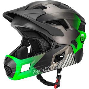 ROCKBROS Kids Full Face Helmet Kids Bike Helmets Lightweight Toddler Mountain Bike Helmet Detachable for MTB BMX Skating Cycling Scooter Safety Bicycle Helmets for Youth Child Boys Girls Ages 3-16, Small