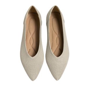 Women's Flats Shoes Pointed Toe Knit Ballet Comfortable Dressy Slip On Flat, 39, Beige