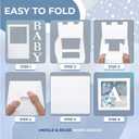 44-Piece Baby Shower Decorations for Boy or Girl - 4 Boxes with Letters and 32 Balloons - Dusty Blue and White (Boho Aesthetic) - Gender Reveal Party Supplies - Photo Shoot Backdrop