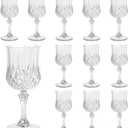 Plastic Wine Glasses Set of 12, 7.7 oz Reusable Plastic Goblets, Hard Plastic Stemware for Wedding, Party, Events, Elegant Shatterproof Drinking Glasses, Clear