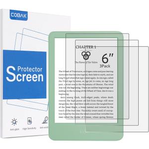CoBak 3 Pack Matte Tempered Glass Screen Protector for 6" Kindle 2024 and 2022 (11 Generation), Kobo Nia, and PocketBook - Fingerprint Resistance, Anti-Bubble 9H Hardness Film
