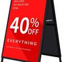 DISPLAYSWORKER Heavy Duty A-Frame Sidewalks Signs 24x36 Inch ,outdoor Sandwich Board Sign Black Coated Steel Metal Double-SidedSlide-in Folding with 2 Corrugated Plastic Poster Boards&2 Anti-Glare