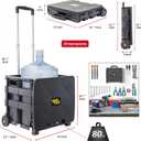 dbest Products Quik Cart Sport Collapsible Rolling Crate on Wheels for Teachers Tote Basket 80 lbs Capacity, Made from Heavy Duty Plastic, Black, Compact