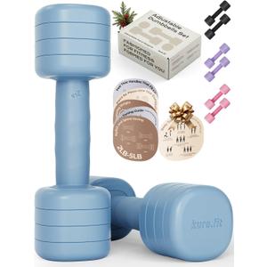 Adjustable Dumbbell Set2LB 3LB 4LB 5LB Light Hand Weights for Women One-Twist Weight Adjustment Non-Slip Curved Grip Handle Free Weights for Home Gym, Rehab, Pilates, Yoga, Strength Training (Ocean Blue)