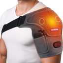Cordless Shoulder Heating Pad with Vibration Massage for Frozen Shoulder Rotator Cuff Pain Relief, 5000mAh Battery Powered Heated Shoulder Brace Wrap, 1-3H Hot Compress for Men & Women