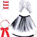 5 Pcs Accessories for Kids Cat Costume Kit Including Headband Gloves Bowtie Skirt Tail in Halloween School Day (Set B)