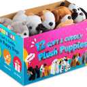 Bedwina Plush Puppy Dogs - (Pack of 12) 6 Inches Tall Stuffed Animals Bulk Assorted Puppies and Cute Stuffed Plushed Dog Puppies Assortment, Stocking Stuffers