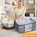 BiCINE 2 Pack Clothes Organizer Storage Bags with Zipper, 45L Foldable Blanket Storage Box with Clear Window Sturdy Handles for Closet, Dorm, Pillows, Bedding, Sweater, Clothing, Gray