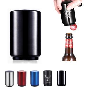 Father's Day Gift for Dad, YUDANSI Push Down Bottle Opener, Automatic Beer Openers, Stainless Steel Bottle Cap Mover, Funny Kitchen Gadgets, Beer Bar Accessories Gifts for Him BF, Magnetic Corkscrew (Black)