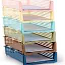 Set of 6 Boho Turn in Trays for Teachers Stackable Classroom Paper Letter Trays Plastic Classroom Desk Letter Organizer Tray Storage Baskets for Library, Drawers, Office, Home