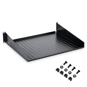 Cable Matters 2U Server Rack Shelf, 15-Inch Depth, 55lbs, Black | For 19-Inch Frame and Cabinet, Rack Mount Shelf