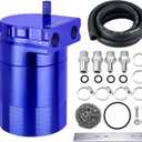 EVIL ENERGY Oil Catch Can, 300ML Baffled Oil Can, Universal Aluminum Air Oil Separator Breather Tank with 3/8" ID 5FT NBR Fuel Hose Kit