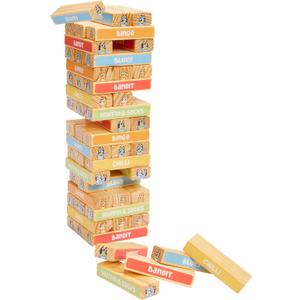 Bluey 8th Wonder Stackable Tumbling Tower Game, Robust Wooden Stacking Game with 54 Illustrated Colored Blocks, Fun Balancing Toy for Kids Ages 3+