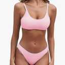 Fanuerg Women's Ribbed Bikini Sets Scoop Neck Cheeky Swimsuit Textured Two Piece Bathing Suit Size Medium