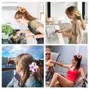 HAPTIME 10 Pack Flower Claw Clips for Women, Preppy Hair Clips, Plumeria Hair Clip, Hawaiian Flower Hair Clips, Gifts for Women Teen Girls