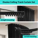 Room Divider Blackout Curtains Flexible Sliding Tracks Sets Ceiling Mounted Rod Window Curtain Privacy Separation for Bedroom Living Rooms,1 Panel Black Drape and Black Track Set-W108xH108 in
