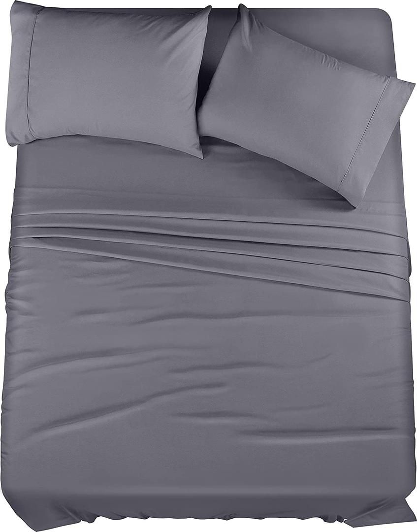 Utopia Bedding California King Sheet Set  4 Piece Bed Sheets for Cal King Size Bed, Soft and Breathable Microfiber, Includes 1 Fitted Sheet, 1 Flat Sheet and 2 Pillowcases (Grey)