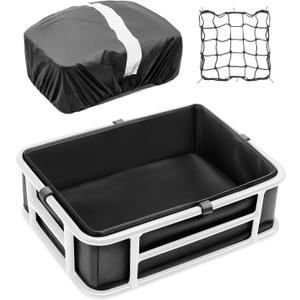 ANZOME Universal Rear Basket Liner for Bicycles and E-Bikes, Including Waterproof Bag and Adjustable Cargo Net