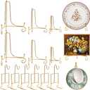 6 Pcs 3 Size Gold Plate Stands for Display, 4 6 8 Inch Plate Holder & 6 Cup and Saucer Display Stand for Displaying Picture Frames, Book, Card, Mug Organizer, Bowl, Decorative Plates, Tablet and Art