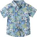 Toddler Boy Hawaiian Button Down Shirts 3T 4T 5T Kids Floral Short Sleeve Summer Beach Clothes