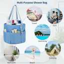 Mesh Shower Caddy Portable, Travel Toiletry Bag for Women Men, Large Capacity Shower Bag Quick Dry Bathroom Bag for Dorm, Gym, Bathroom, Camping, Beach, Swimming, Traveling, Blue (Medium)