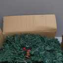 Christmas Garland, 12FT Prelit Christmas Garland with 100 LED Lights, Greenery Xmas Garland with 20 Pine Cones 90 Red Berry Christmas Decoration for Indoor Outdoor Home Mantel Fireplace