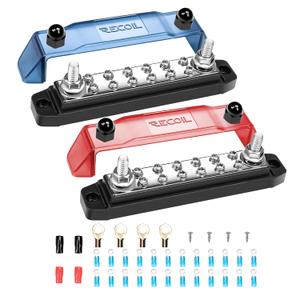 Recoil BB212P Power Distribution Block 12V 150A Dual 5/16 Studs Bus Bar Terminals Battery Busbar for Boat Automotive Solar Wiring