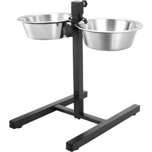 MidWest Homes for Pets Midwest Adjustable Elevated Pet Feeder Raised Dog Food Bowl, Water Bowls, Dog Feeding Station H-Base Double Bowl Stand Two Stainless Steel Removable Bowls 2 X 1600 Ml,6 Cm,10 Cm