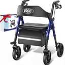 VOCIC Walkers for Seniors, Z21 Rollator Walker with Seat Supports 350lb, 8" Big Wheels for All Terrain, Ergonomic Arc Seat & 6" Ultra Backrest Foldable Walker, Dual Height Adjustment, Lightweight 2025 (Klein Blue)