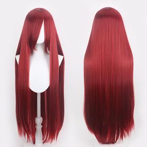 40IN Long Red Straight Wig Anime Fashion Women's Cosplay Role Play Wig with Bangs for Halloween Comics comic con with Free Wig Cap Heat Resistant (Dark red)