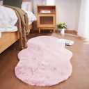 Ghouse Soft Faux Sheepskin Fur Rug 2x4 Pink Fluffy Bedside Rugs Plush Rug Shag Nursery Carpet Area Rugs for Living Room Bedroom Playing Room Decor
