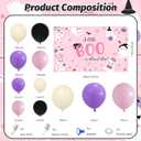 MEHOFOND Halloween Little Boo Baby Shower Decorations for Girl, a Little Boo is Almost Due Baby Shower Banner Decorations, Pink Black Purple Balloon Garland Kit, Ghost Pumpkin Halloween Party Decor (Pinlk)