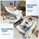 Garvee Outdoor Rocking Chair, Oversized Papasan Chair with Cushion | Metal & PE Rattan Frame, 400LBS Capacity, Ideal for Patio, Garden or Living Room, Gentle 30° Rocking Comfort