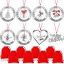 Zhengmy 4 Pieces Christmas Ornaments 2025 Solid Pewter Christmas Tree Ornament Metal Gnomes Santa Angel Snowman Hanging Craft Xmas Gifts with Red Bags(Novelty)
