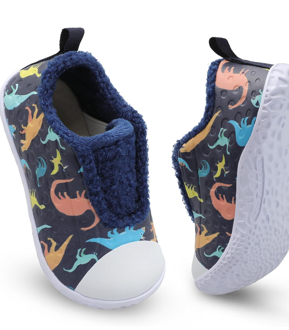 BARERUN Toddler Slippers Boys Girls Warm Skin-friendly House Slippers Soft-Lightweight Around House Shoes for Kids Indoor/Outdoor, 6"