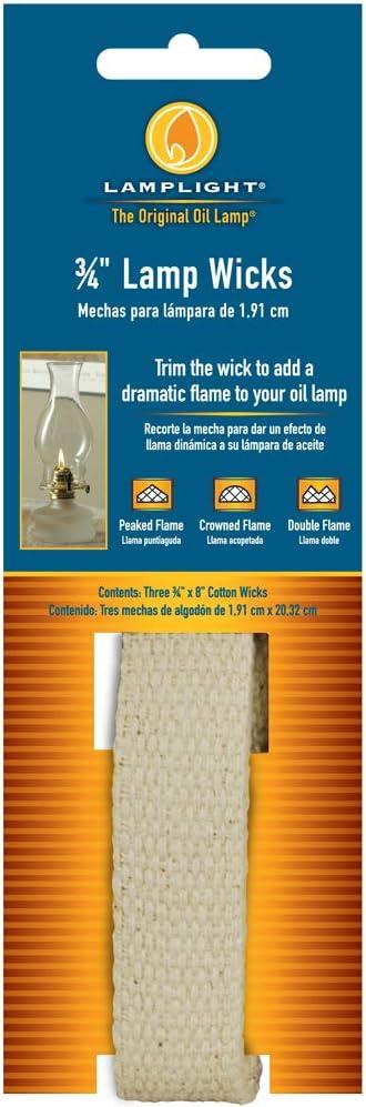 Lamplight Replacement Cotton Flat Wick - 3/4", 3 Count (Pack of 1),White