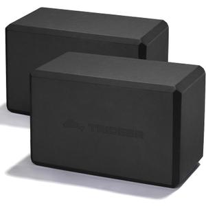 Trideer Yoga Blocks 2 Pack, Soft Non-Slip Foam Blocks with Beveled Edges for Alignment and Stretching in Yoga, Pilates, and Dance - Supportive, Lightweight, Odor Resistant, Latex-Free (Black)