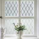 VELIMAX Lattice Frosted Window Film Window Privacy Film Static Cling Window Vinyl Opaque Glass Sticker Non Adhesive Anti-UV 23.6x78.7 inches