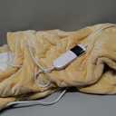 Electric Blanket Heated Throw, Soft Flannel 50"x60" Heating Blanket with 8 Hours Auto Off 10 Fast Heating Levels Machine Washable Sherpa Heated Blanket with Overheating Protection (Khaki)