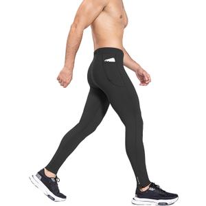 baleaf Men's Winter Running Tights Thermal Cycling Pants Water Resistant Fleece Leggings Zipper Pockets Cold Weather Gear (Medium, Black)