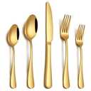 PHILIPALA 20 Piece Gold Silverware Set, Stainless Steel Flatware Set for 4 Food Grade Cutlery Utensil Set Include Knife Fork Spoon Mirror Polished Dishwasher Safe
