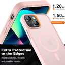 Hualele Magnetic for iPhone 14 Case & iPhone 13 Case,Compatible with MagSafe, Military Grade Dropproof Translucent Matte Hard Back Soft Edge Slim Phone Case iPhone 13/14, Light Pink