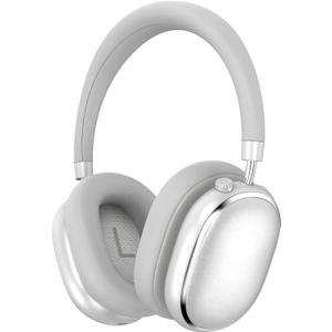 T-fun NC95 Hybrid Active Noise Cancelling Headphones with Knob Control, 65H Playtime Over Ear Headphones Wireless Bluetooth 5.3, App Control, Hi-Res Audio, Comfort Fit, Clear Calls for Travel/Workout (Silver)