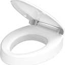 Ansffer 2.91'' Raised Toilet Seat Elongated for Elderly, Soft Close & Quick-Release, Safe Anti-Slip Rubber Pad, PP Material Easy Clean, Oblong 18.5Inch Compatible Size
