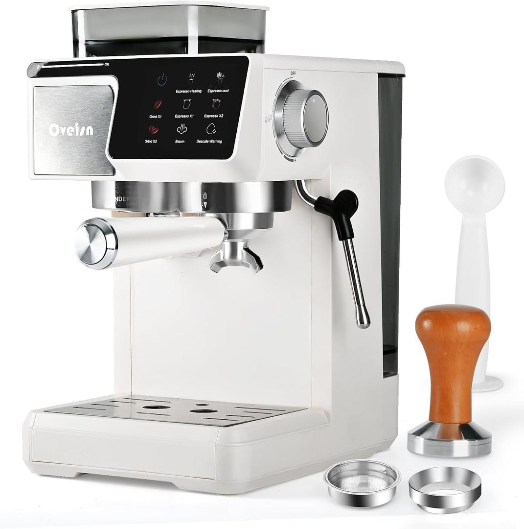 oveisn

Espresso Machine 20 Bar, Coffee Maker with grinder 20 Grind Settings,Coffee Machine w/Milk Frother & Touchscreen, Professional Home Espresso Maker for Latte Cappuccino
