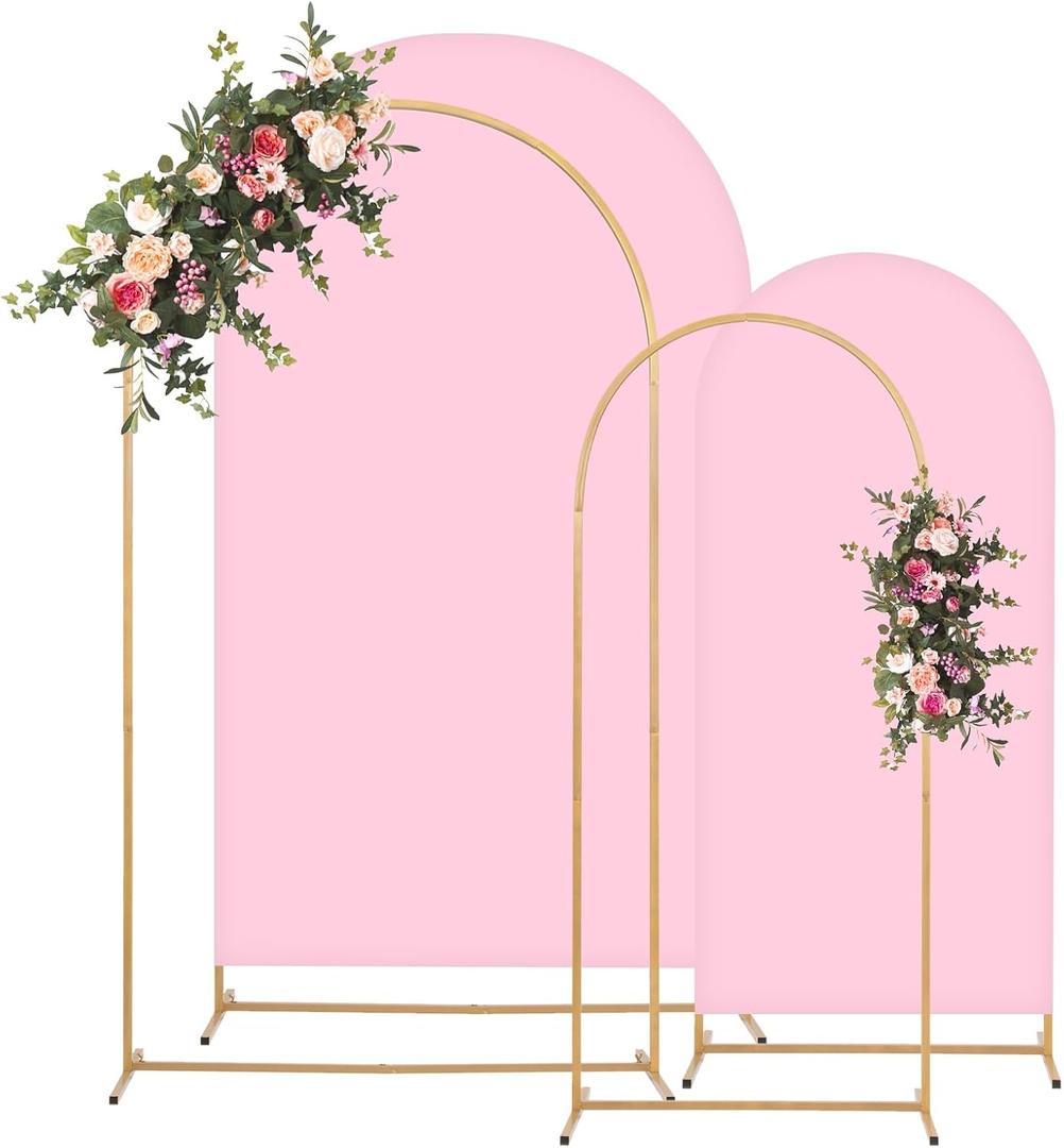 Toolterritary Metal Arch Backdrop Stand and Cover Set, 8FT, 7.2FT Party Backdrop, Easy to Assemble, Backdrop Stand for Parties, Birthday, Baby Shower