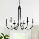Black Chandelier,6-Light Modern Farmhouse Chandelier Candlestick Dining Chandelier Light Fixture Industrial Pendant Lighting for Living Room Bedroom Kitchen Hallway Entryway Foyer Entrance 28 Inch, 28.35 x 82.68 x 5.12 inches
