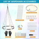 HOMAR 12inch Ceiling Drapes Hanging Kit, Silver Metal Ceiling Canopy Hoop Hardware Kit, for Wedding Party Ceiling Hanging Fabric Indoor Outdoor Decoration Round