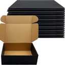 24 Pack 10x7x3 inch Black Shipping Boxes Cardboard Packaging Boxes for Mailing Shipping Corrugated Cardboard Boxes for Packaging Small Business Craft Flat Shipping Boxes Empty Gifts Giving Products