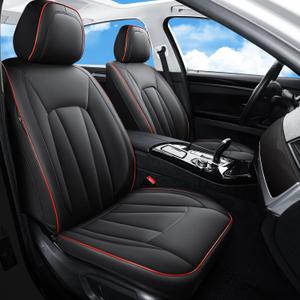 Car Seat Covers Full Set,Waterproof and Breathable Luxury Leather Seat Covers,Non-Slip Driver Seat Cushion,Automotive Seat Protector Fit Toyota Rav4 Camry Corolla Cruze Rogue CRV Accord, Red Black
